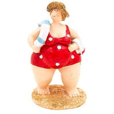 Fat Lady in Swimming Costume Ornament - Red/Navy/Blue Home Outdoor Decor           352385773584
